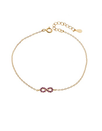 Βραχιόλι SENZA Άπειρο Gold Plated Ασήμι 925 Double Face Fouchsia - SSR4449GFU