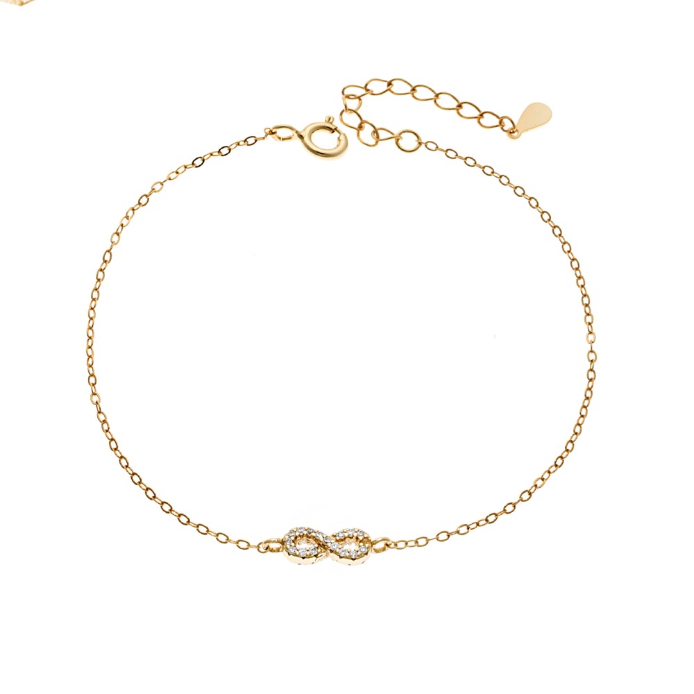 Βραχιόλι SENZA Άπειρο Gold Plated Ασήμι 925 Double Face Light Blue - SSR4449GLB