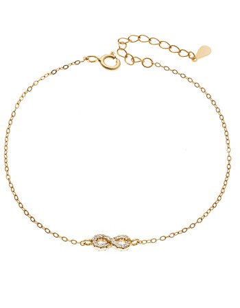 Βραχιόλι SENZA Άπειρο Gold Plated Ασήμι 925 Double Face Light Blue - SSR4449GLB