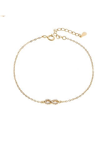 Βραχιόλι SENZA Άπειρο Gold Plated Ασήμι 925 Double Face Light Blue - SSR4449GLB