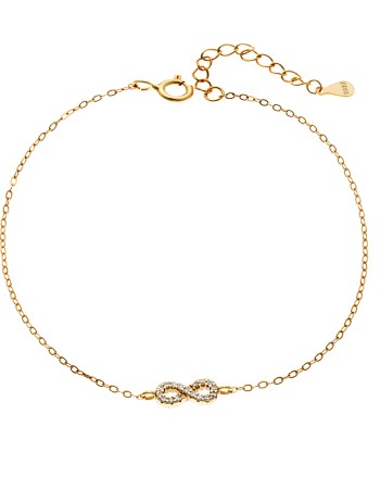 Βραχιόλι SENZA Άπειρο Gold Plated Ασήμι 925 Double Face Light Blue - SSR4449GLB