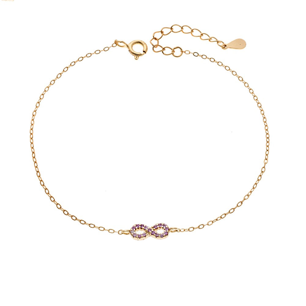 Βραχιόλι SENZA Άπειρο Gold Plated Ασήμι 925 Double Face Pink - SSR4449GPK