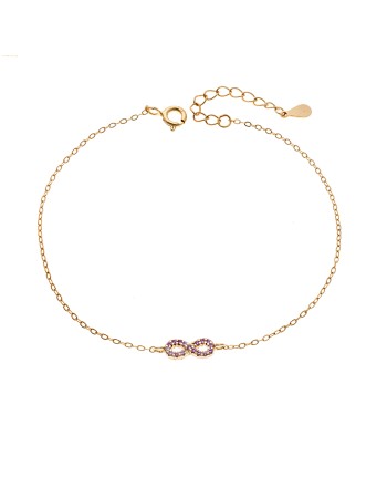 Βραχιόλι SENZA Άπειρο Gold Plated Ασήμι 925 Double Face Pink - SSR4449GPK