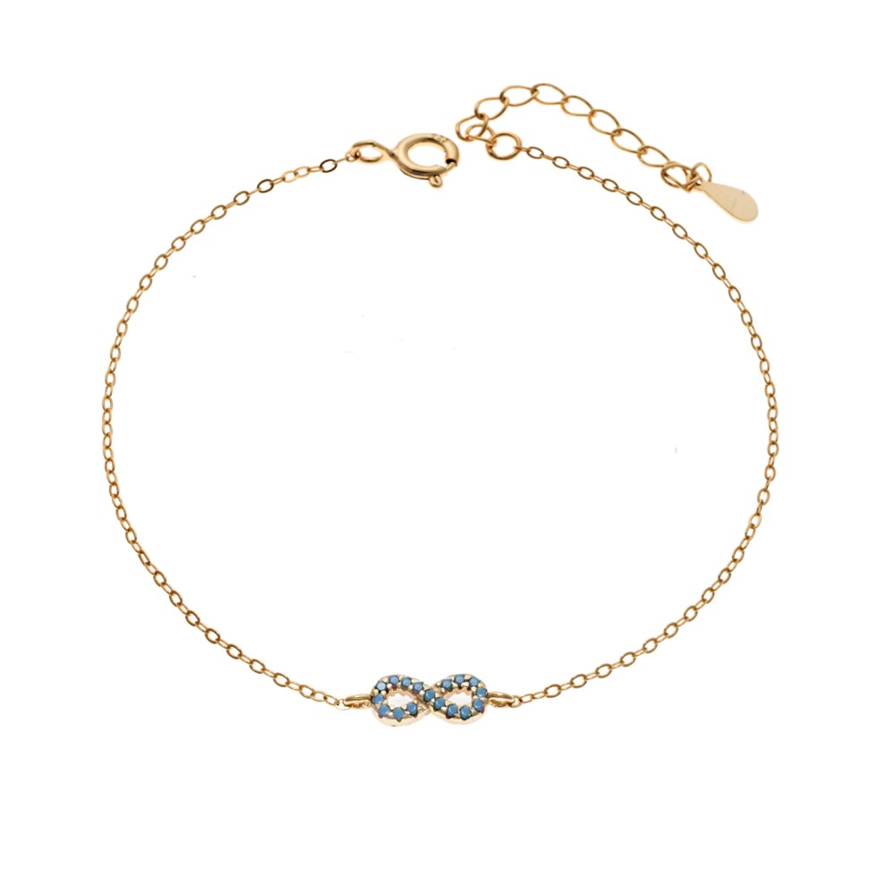 Βραχιόλι SENZA Άπειρο Gold Plated Ασήμι 925 Double Face Τurquoise - SSR4449GTQ