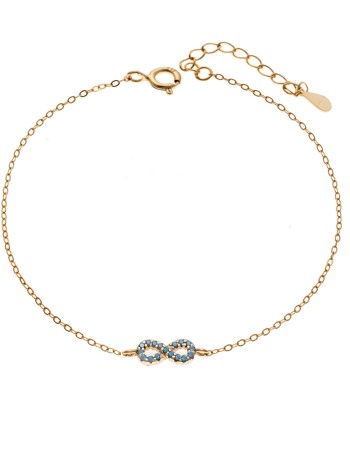 Βραχιόλι SENZA Άπειρο Gold Plated Ασήμι 925 Double Face Τurquoise - SSR4449GTQ