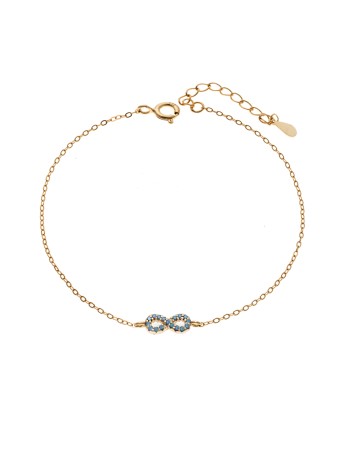 Βραχιόλι SENZA Άπειρο Gold Plated Ασήμι 925 Double Face Τurquoise - SSR4449GTQ