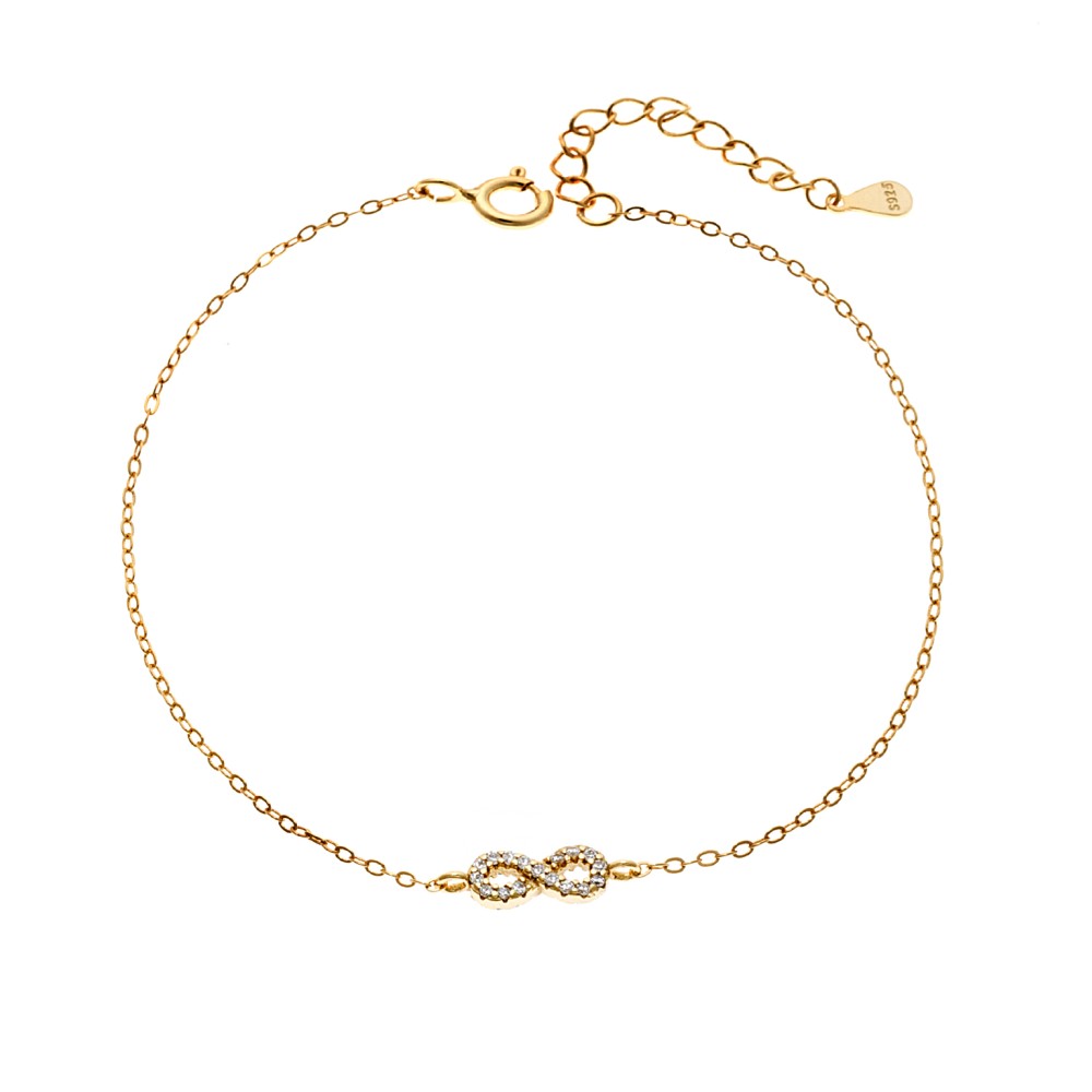 Βραχιόλι SENZA Άπειρο Gold Plated Ασήμι 925 Double Face Τurquoise - SSR4449GTQ