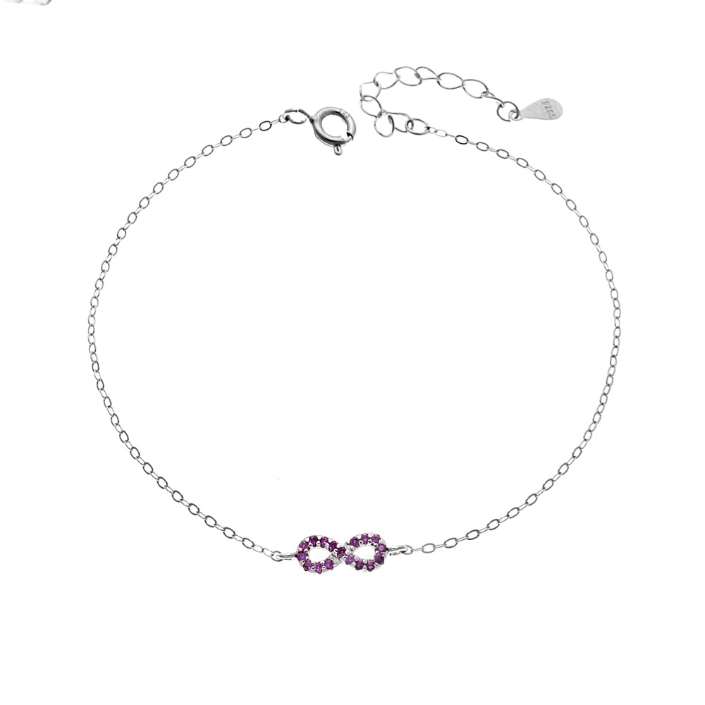 Βραχιόλι SENZA Άπειρο Rhodium Plated Ασήμι 925 Double Face Fouchsia - SSR4449SFU