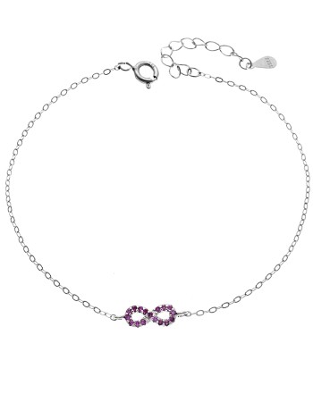 Βραχιόλι SENZA Άπειρο Rhodium Plated Ασήμι 925 Double Face Fouchsia - SSR4449SFU