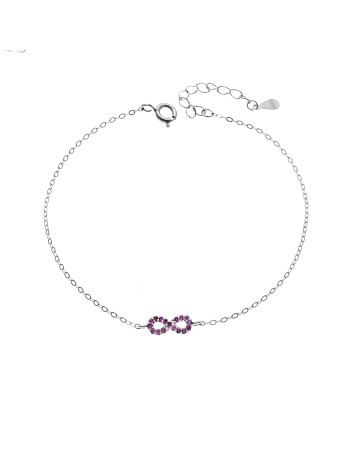 Βραχιόλι SENZA Άπειρο Rhodium Plated Ασήμι 925 Double Face Fouchsia - SSR4449SFU