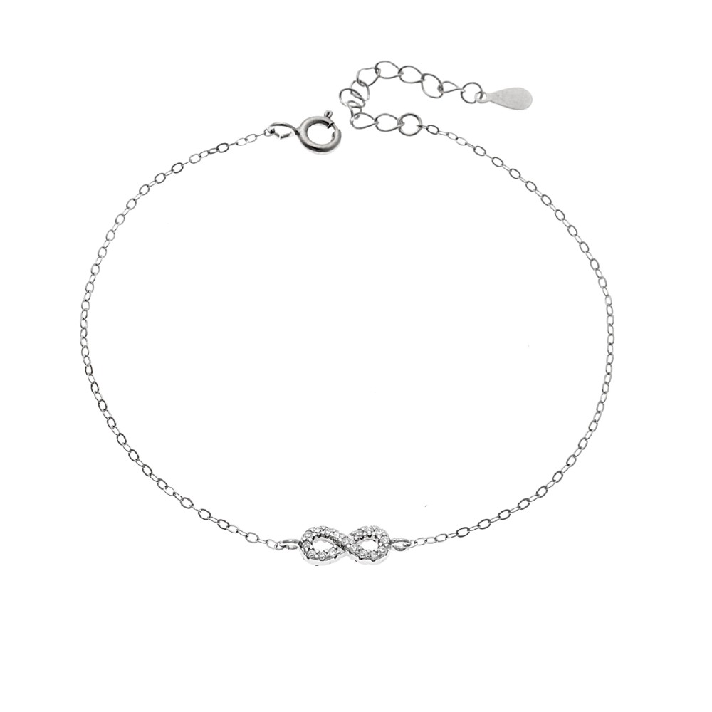 Βραχιόλι SENZA Άπειρο Rhodium Plated Ασήμι 925 Double Face Fouchsia - SSR4449SFU