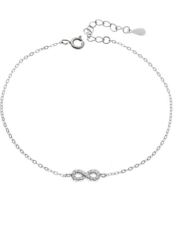 Βραχιόλι SENZA Άπειρο Rhodium Plated Ασήμι 925 Double Face Fouchsia - SSR4449SFU