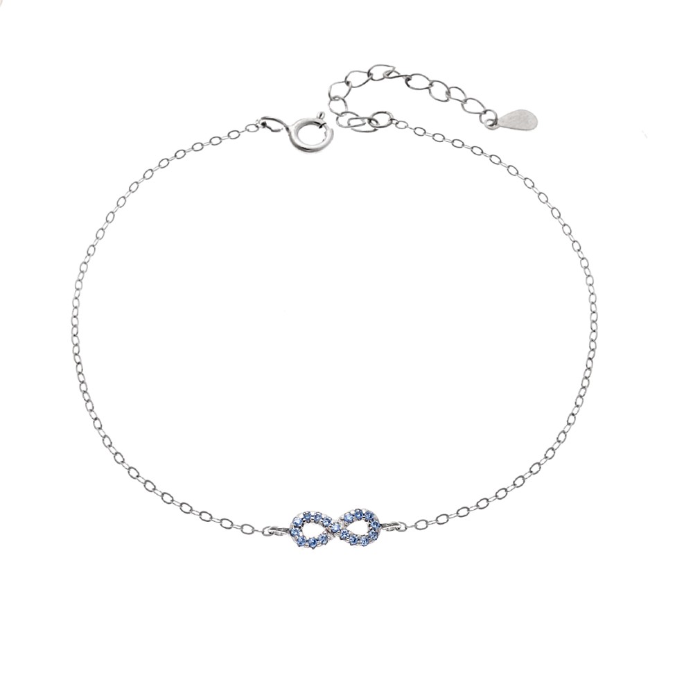 Βραχιόλι SENZA Άπειρο Rhodium Plated Ασήμι 925 Double Face Light Blue - SSR4449SLB