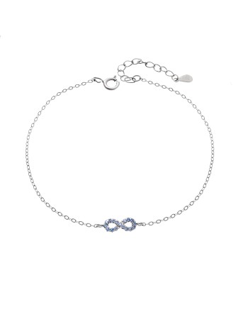 Βραχιόλι SENZA Άπειρο Rhodium Plated Ασήμι 925 Double Face Light Blue - SSR4449SLB