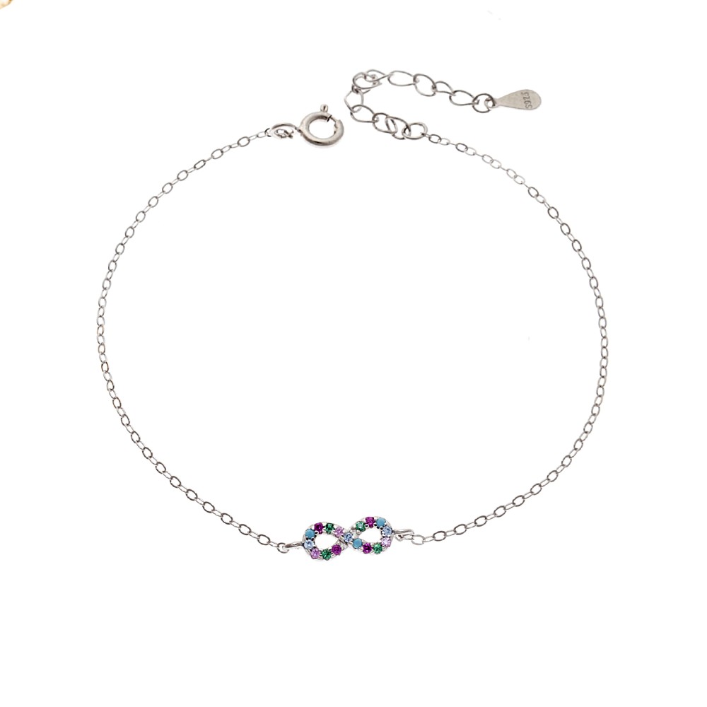 Βραχιόλι SENZA Άπειρο Rhodium Plated Ασήμι 925 Double Face Multicolour - SSR4449SMU