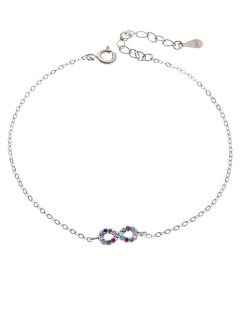 Βραχιόλι SENZA Άπειρο Rhodium Plated Ασήμι 925 Double Face Multicolour - SSR4449SMU