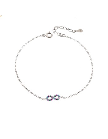 Βραχιόλι SENZA Άπειρο Rhodium Plated Ασήμι 925 Double Face Multicolour - SSR4449SMU