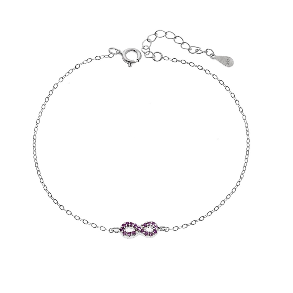 Βραχιόλι SENZA Άπειρο Rhodium Plated Ασήμι 925 Double Face Pink - SSR4449SPK