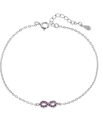 Βραχιόλι SENZA Άπειρο Rhodium Plated Ασήμι 925 Double Face Pink - SSR4449SPK