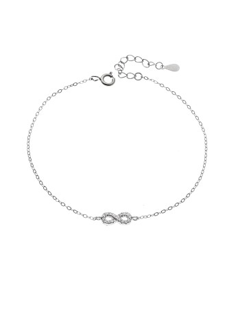 Βραχιόλι SENZA Άπειρο Rhodium Plated Ασήμι 925 Double Face Pink - SSR4449SPK