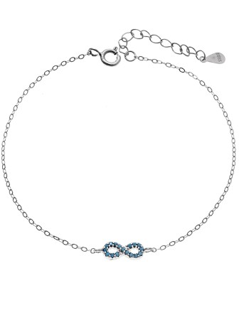 Βραχιόλι SENZA Άπειρο Rhodium Plated Ασήμι 925 Double Face Τurquoise - SSR4449STQ
