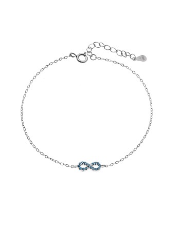 Βραχιόλι SENZA Άπειρο Rhodium Plated Ασήμι 925 Double Face Τurquoise - SSR4449STQ