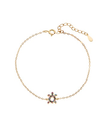 Βραχιόλι SENZA Χελώνα Gold Plated Ασήμι 925 Double Face Rainbow - SSR4450GMU