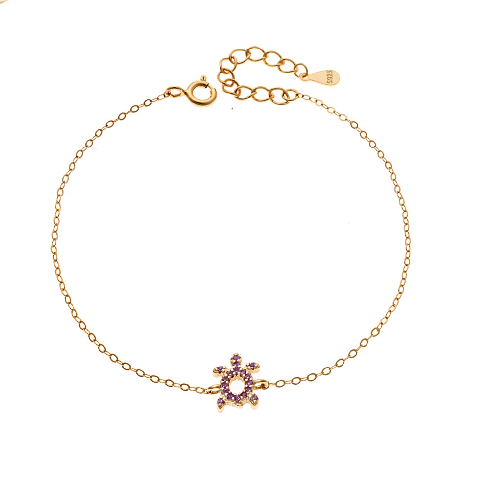 Βραχιόλι SENZA Χελώνα Gold Plated Ασήμι 925 Double Face Pink - SSR4450GPK