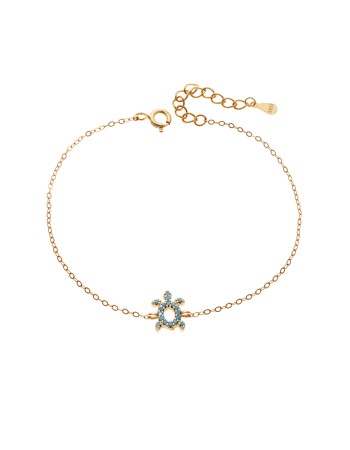 Βραχιόλι SENZA Χελώνα Gold Plated Ασήμι 925 Double Face Turquoise - SSR4450GTQ