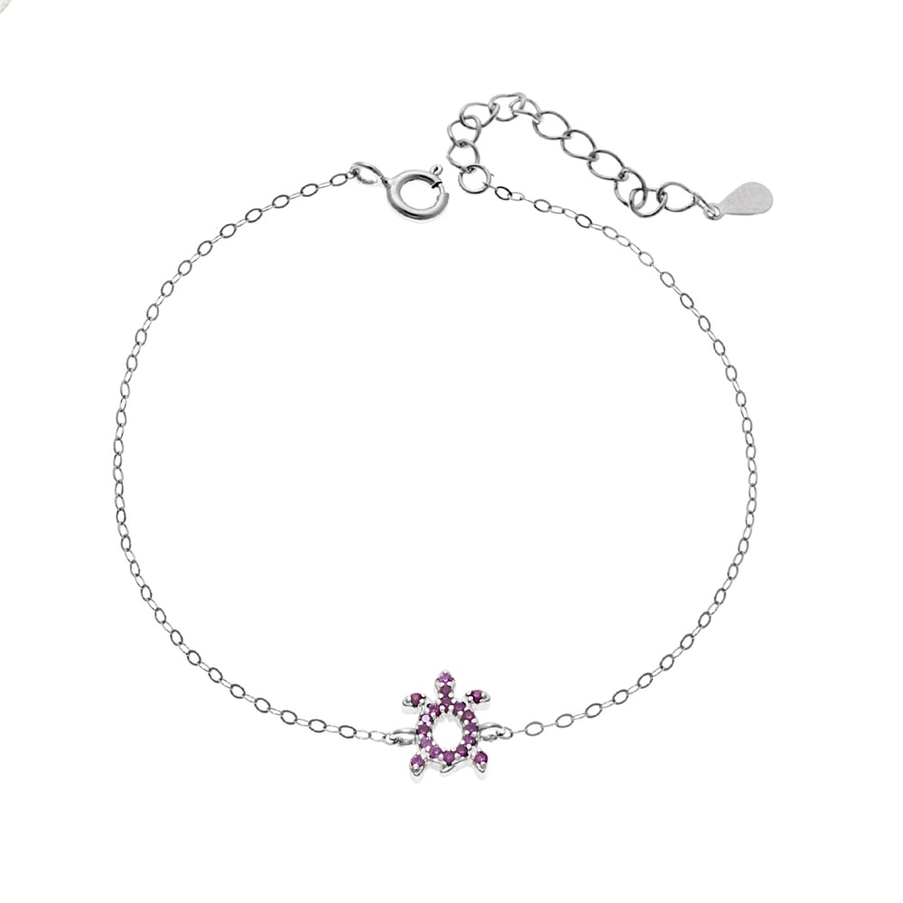 Βραχιόλι SENZA Χελώνα Rhodium Plated Ασήμι 925 Double Face Fouchsia - SSR4450SFU