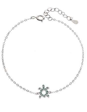 Βραχιόλι SENZA Χελώνα Rhodium Plated Ασήμι 925 Double Face Green - SSR4450SGN