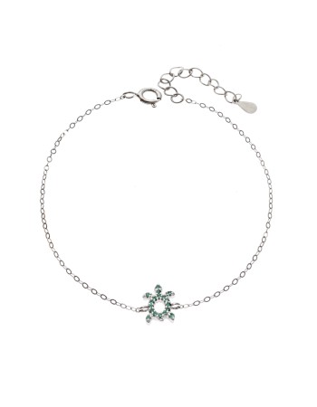 Βραχιόλι SENZA Χελώνα Rhodium Plated Ασήμι 925 Double Face Green - SSR4450SGN