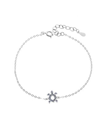 Βραχιόλι SENZA Χελώνα Rhodium Plated Ασήμι 925 Double Face Light Blue - SSR4450SLB