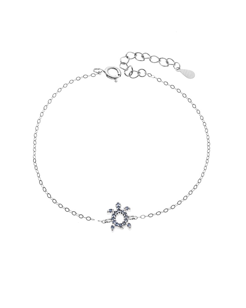 Βραχιόλι SENZA Χελώνα Rhodium Plated Ασήμι 925 Double Face Light Blue - SSR4450SLB