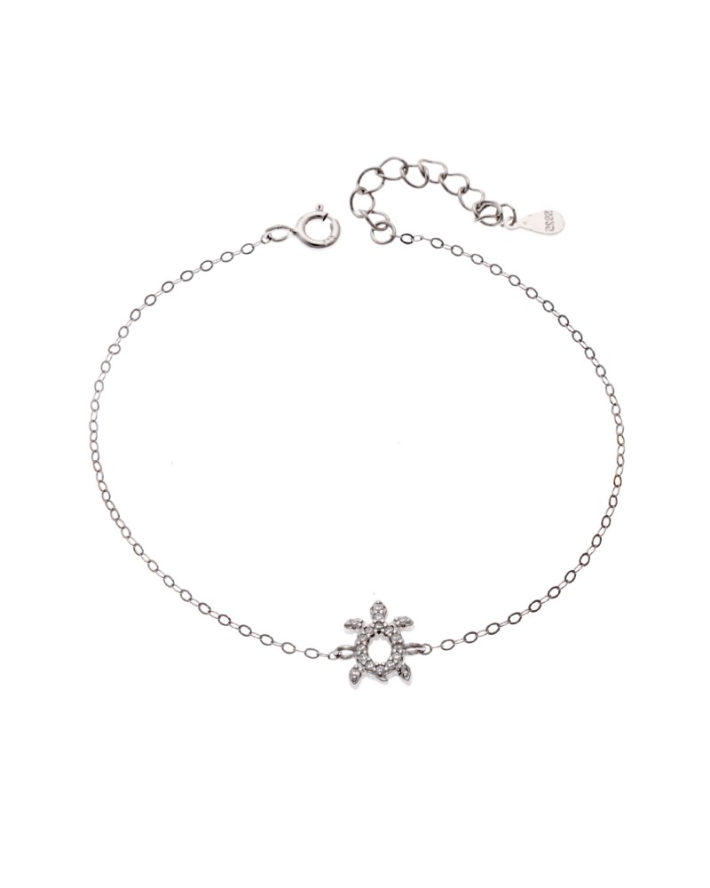 Βραχιόλι SENZA Χελώνα Rhodium Plated Ασήμι 925 Double Face Light Blue - SSR4450SLB