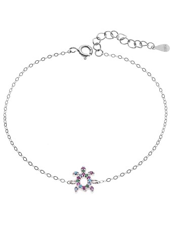 Βραχιόλι SENZA Χελώνα Rhodium Plated Ασήμι 925 Double Face Rainbow - SSR4450SMU
