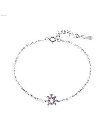 Βραχιόλι SENZA Χελώνα Rhodium Plated Ασήμι 925 Double Face Rainbow - SSR4450SMU