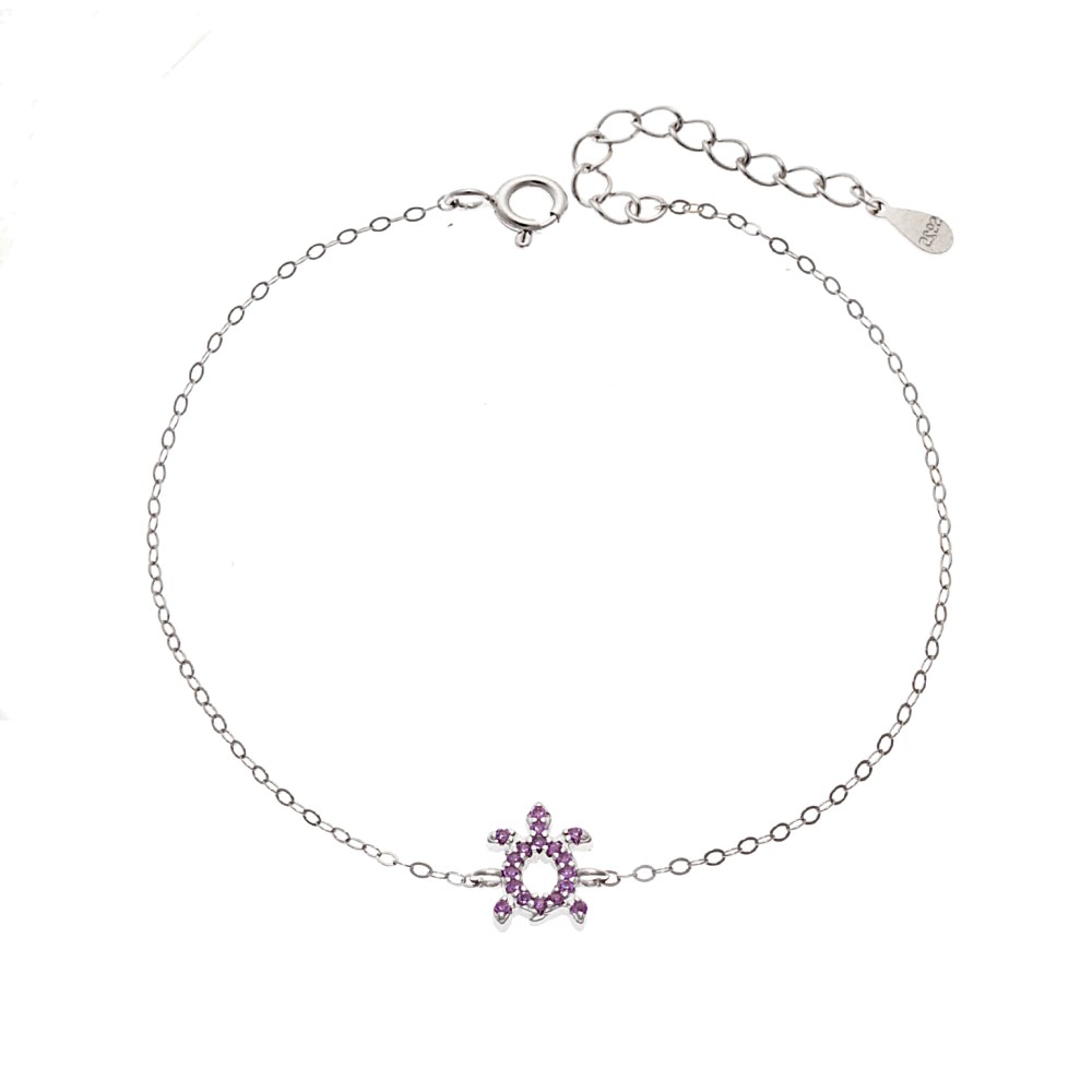 Βραχιόλι SENZA Χελώνα Rhodium Plated Ασήμι 925 Double Face Pink - SSR4450SPK