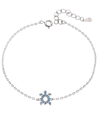 Βραχιόλι SENZA Χελώνα Rhodium Plated Ασήμι 925 Double Face Turquoise - SSR4450STQ