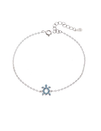 Βραχιόλι SENZA Χελώνα Rhodium Plated Ασήμι 925 Double Face Turquoise - SSR4450STQ