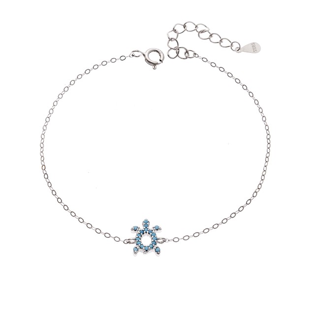 Βραχιόλι SENZA Χελώνα Rhodium Plated Ασήμι 925 Double Face Turquoise - SSR4450STQ