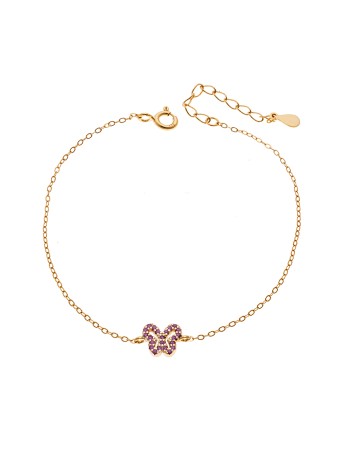 Βραχιόλι SENZA Πεταλούδα Gold Plated Ασήμι 925 Double Face Fouchsia - SSR4451GFU