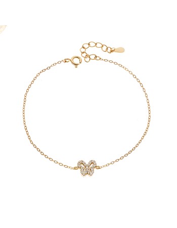 Βραχιόλι SENZA Πεταλούδα Gold Plated Ασήμι 925 Double Face Fouchsia - SSR4451GFU