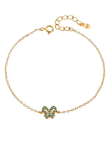 Βραχιόλι SENZA Πεταλούδα Gold Plated Ασήμι 925 Double Face Green - SSR4451GGN