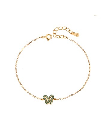 Βραχιόλι SENZA Πεταλούδα Gold Plated Ασήμι 925 Double Face Green - SSR4451GGN