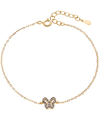 Βραχιόλι SENZA Πεταλούδα Gold Plated Ασήμι 925 Double Face Light Blue - SSR4451GLB