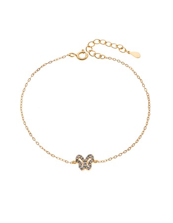 Βραχιόλι SENZA Πεταλούδα Gold Plated Ασήμι 925 Double Face Light Blue - SSR4451GLB