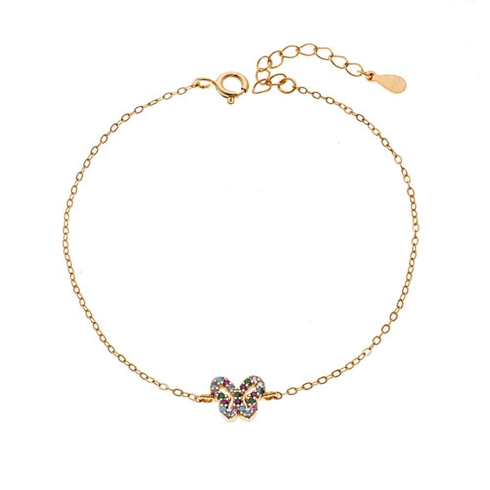 Βραχιόλι SENZA Πεταλούδα Gold Plated Ασήμι 925 Double Face Rainbow - SSR4451GMU