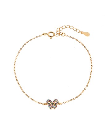 Βραχιόλι SENZA Πεταλούδα Gold Plated Ασήμι 925 Double Face Rainbow - SSR4451GMU