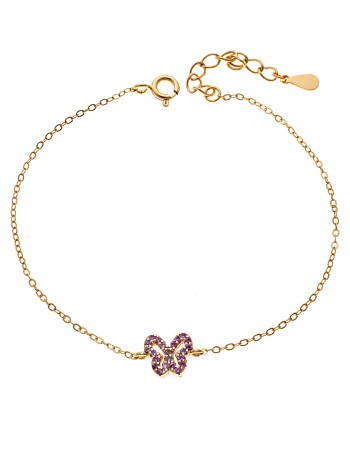 Βραχιόλι SENZA Πεταλούδα Gold Plated Ασήμι 925 Double Face Pink - SSR4451GPK